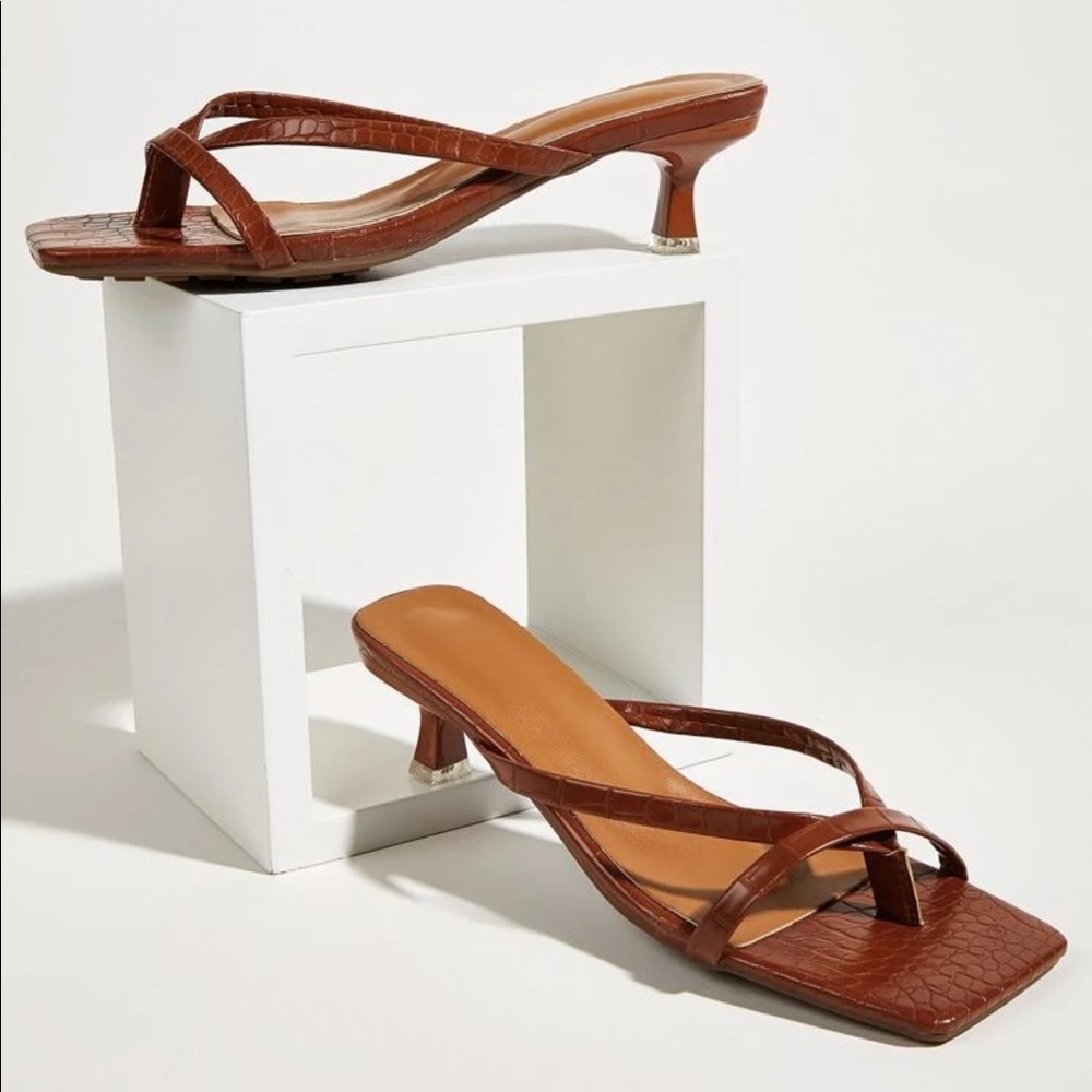 Crocodile kitten heels